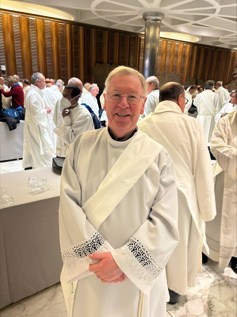 Deacon Stephen is vested for the ordination Mass