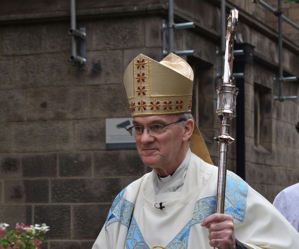 Photo of Bishop John outside Salford Cathedral after his Ruby Jubilee Mass