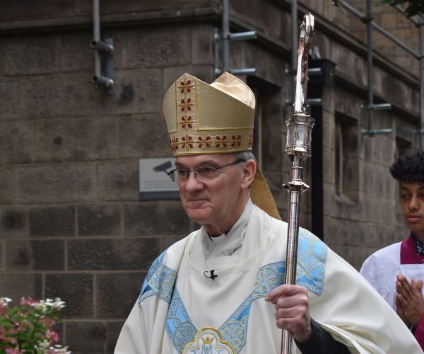 Photo of Bishop John outside Salford Cathedral after his Ruby Jubilee Mass