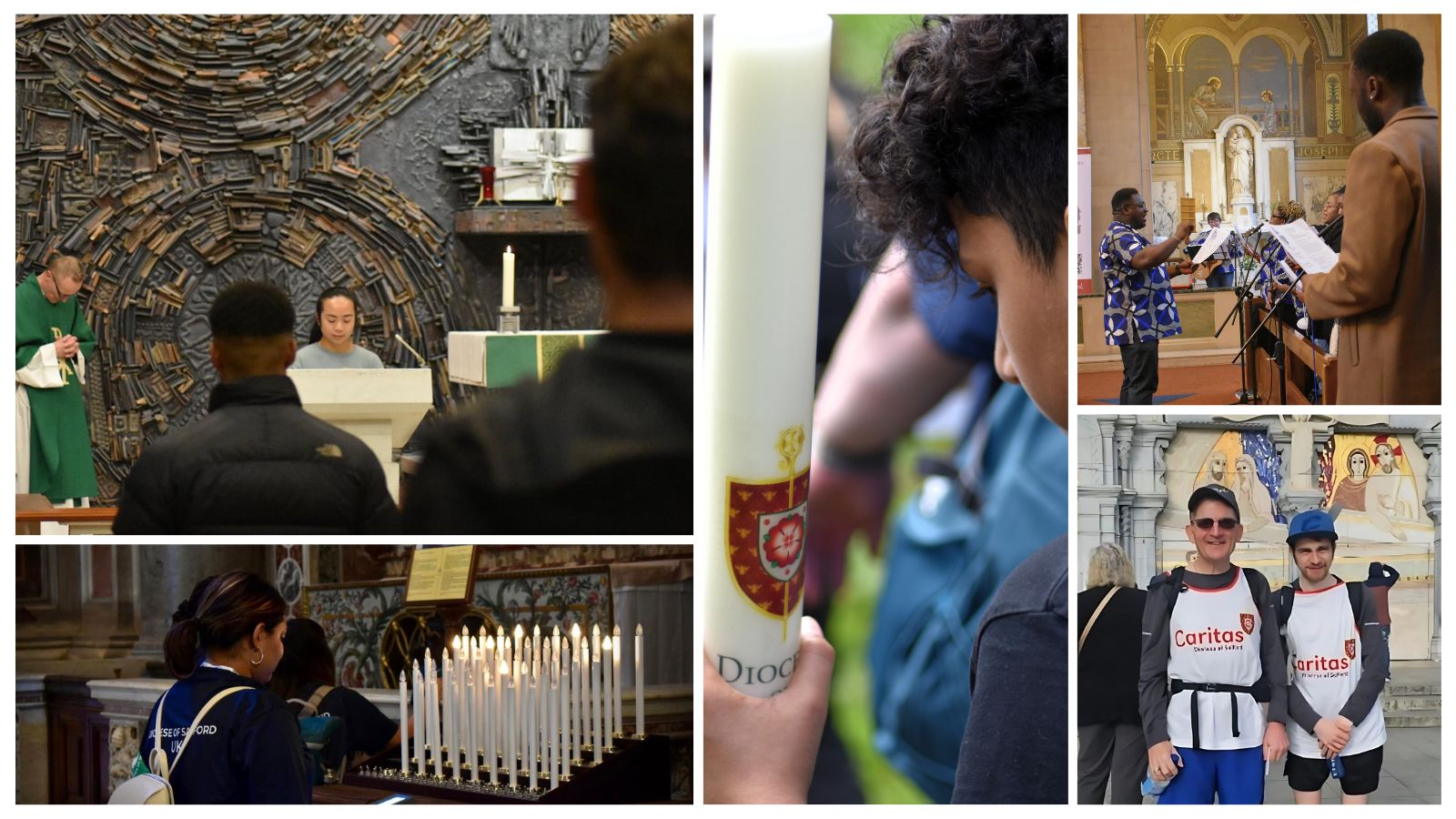 A collage of photos depicting different examples of synod themes