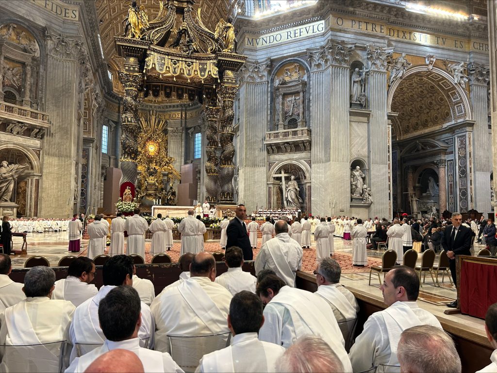 Deacons gather in St Peter's for the ordination Mass for the Jubilee of Deacons
